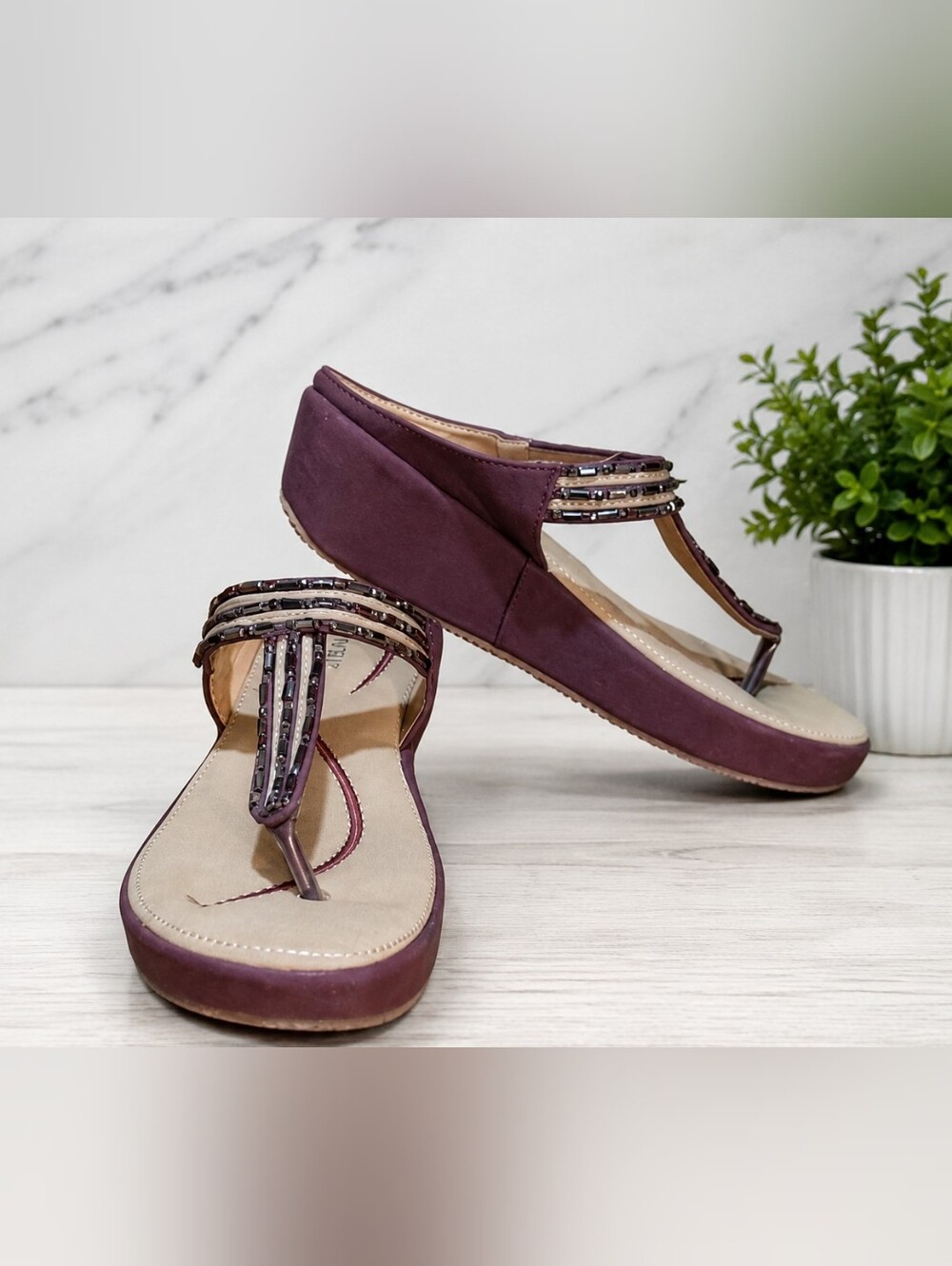Size 6.5 L'Amour rhinestone wedge sandals